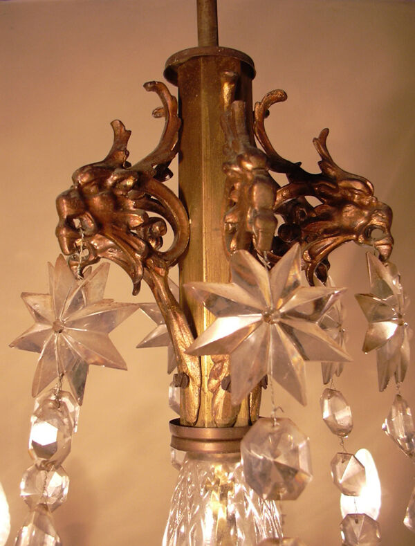 Chandelier, crystal bronze chandelier with dragon heads