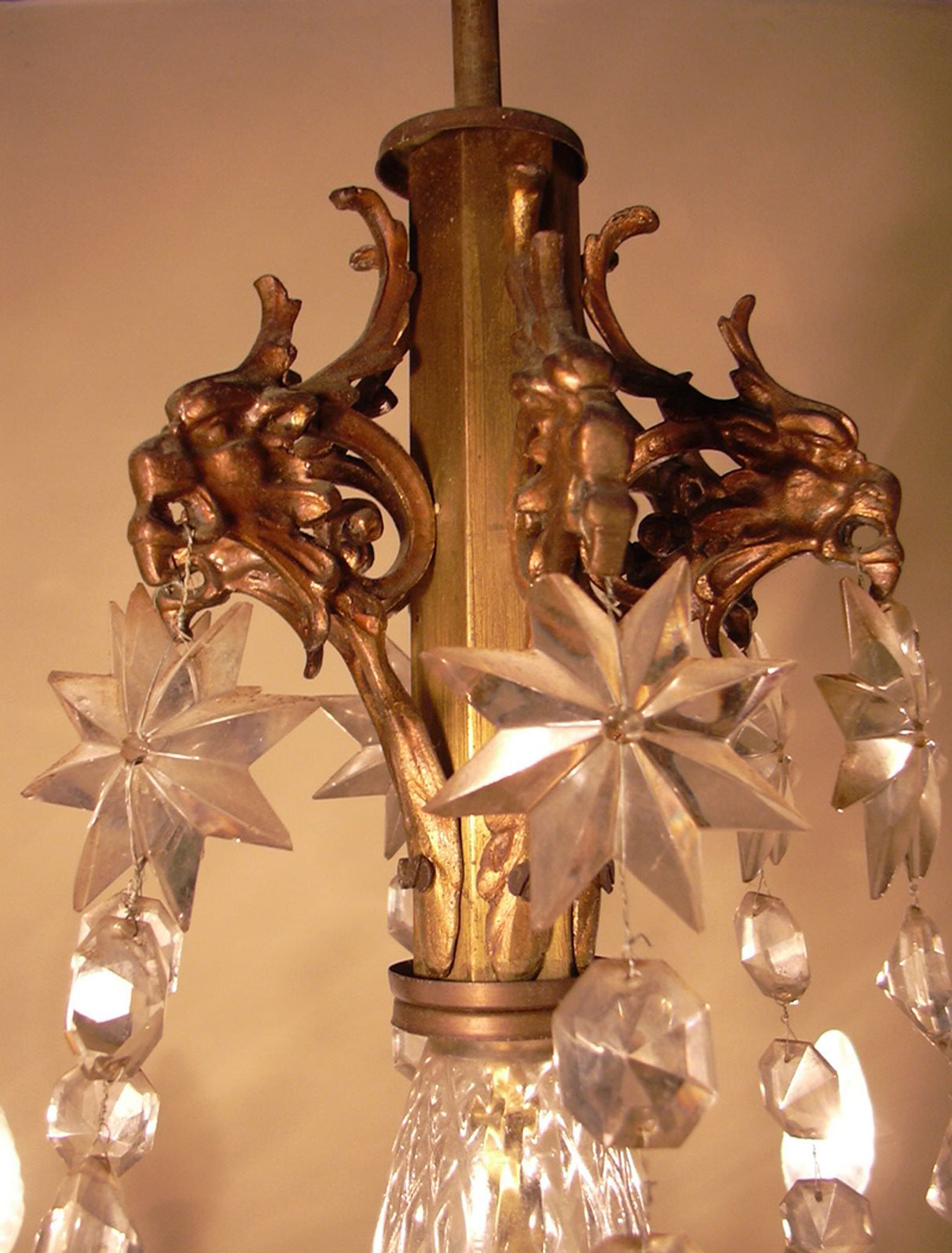 Chandelier, crystal bronze chandelier with dragon heads