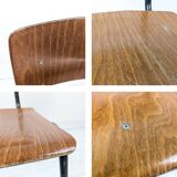 Chaise vintage Mid-Century bois et métal anthracite noir style industriel O