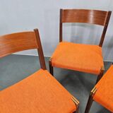 Set of Four Rare Teak PIA Chairs by Poul Cadovius, Girsberger, Denmark, 1960s