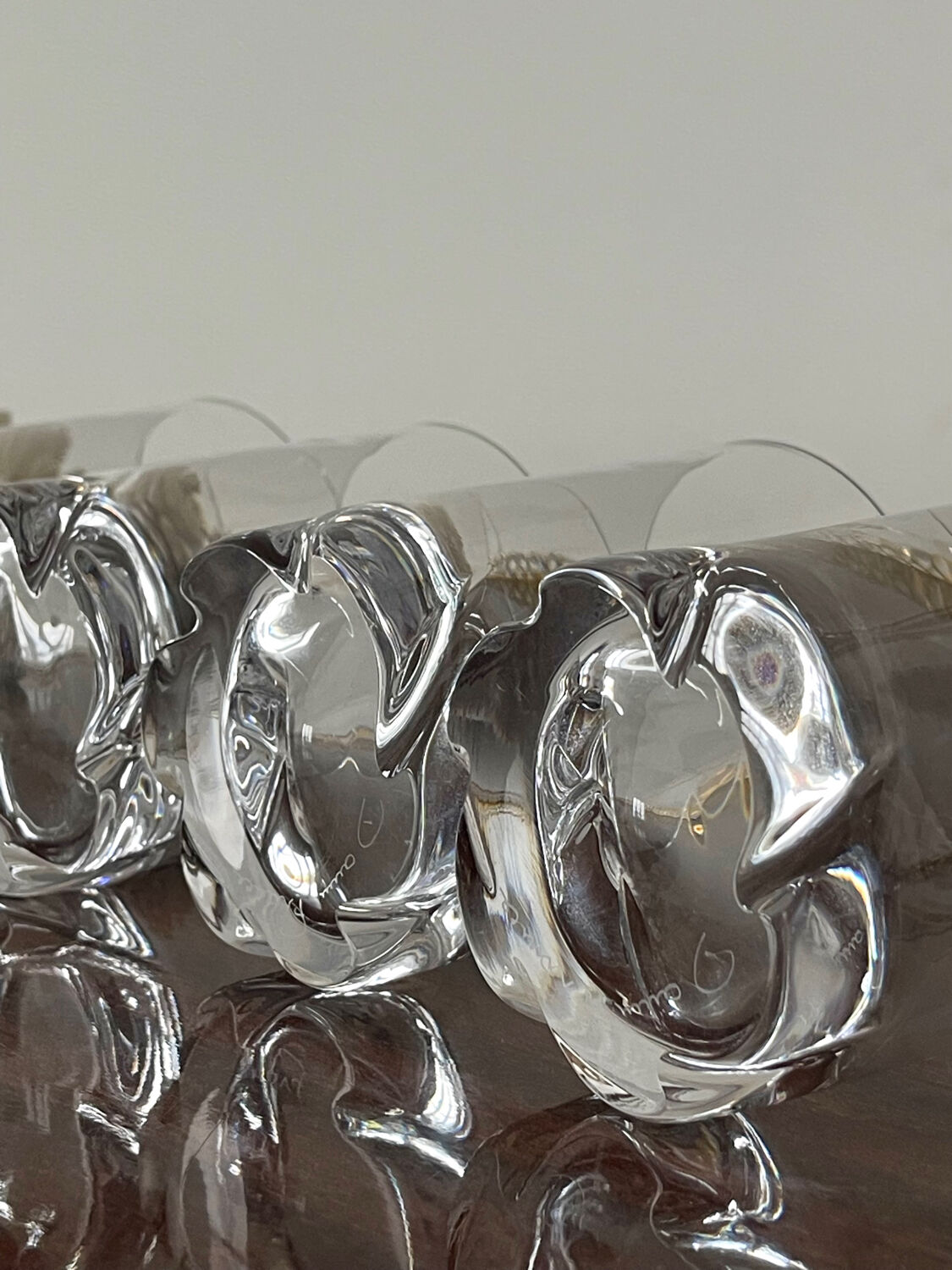 Crystal carafe and 4 glasses Daum France.