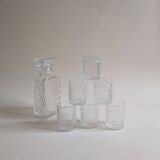 Whiskey decanter and 6 glasses