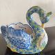 Ashtray or small planter in the shape of a swan made of Quimper earthenware.