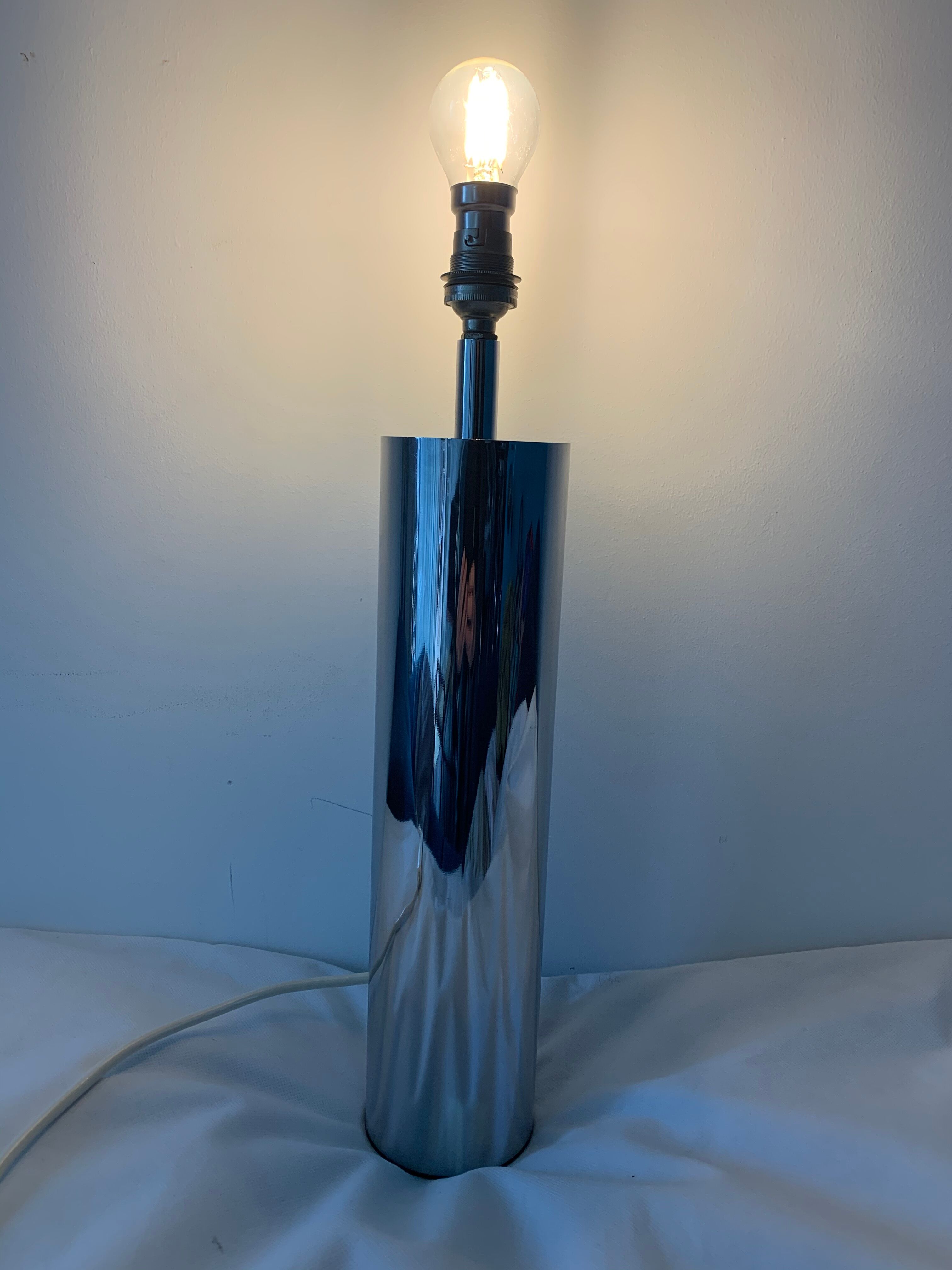 Italian lamp foot Ticino stainless steel cylinder 1970