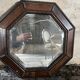 Antique octagonal mirror in dark wood – pearl decoration