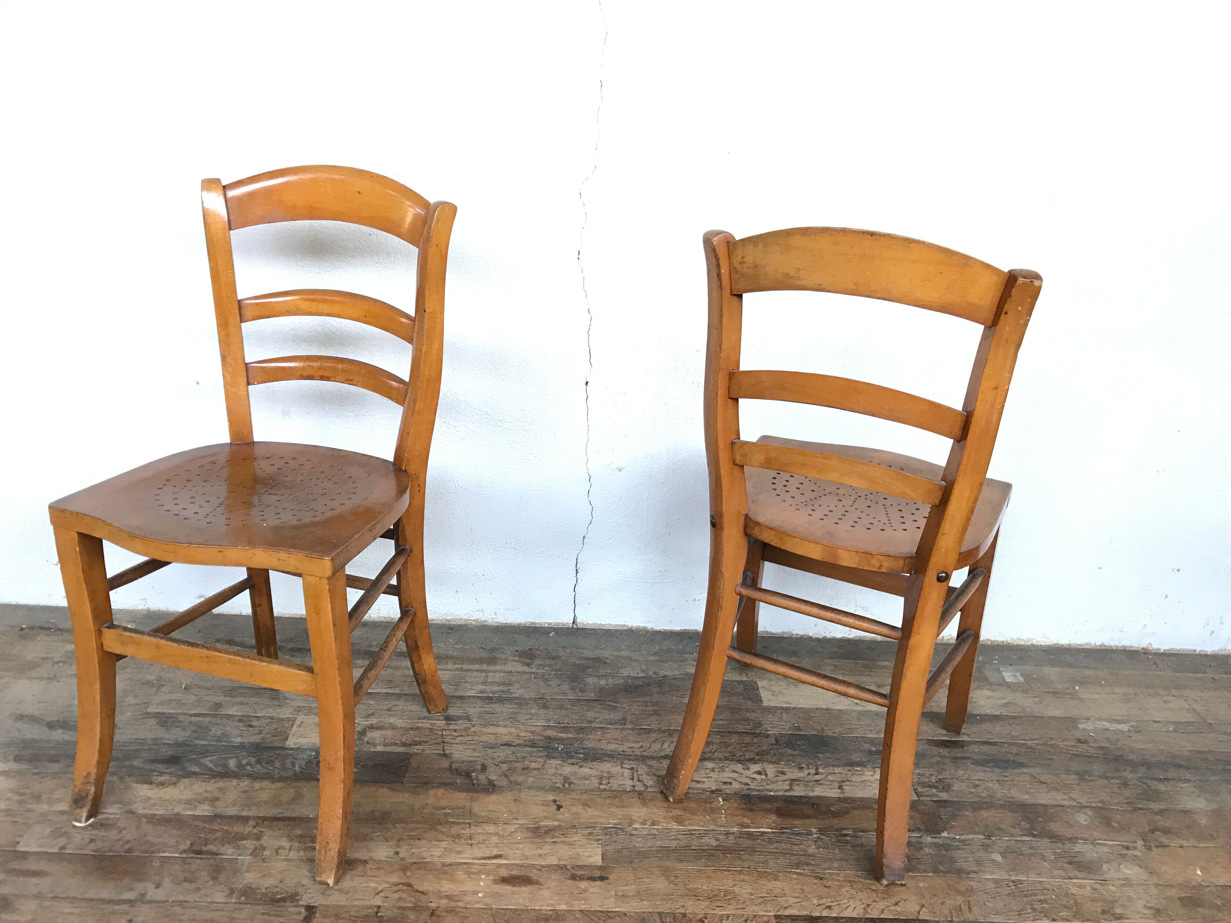 Pair of wooden chair bistro bistro vintage retro bohemian beech light
