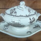 Ancien Plat Ancienne Saucière Terre De Fer HB & Cie/Sépia