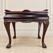 Antique walnut side table / tea table with drawer, shelves