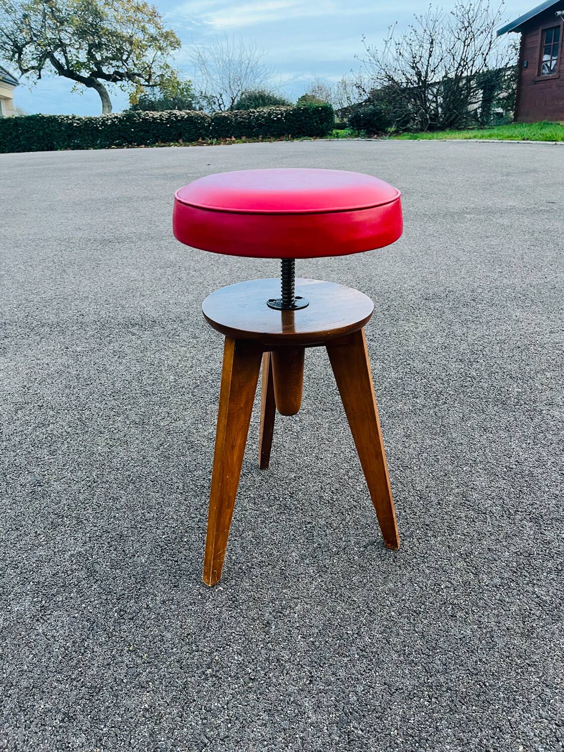 German height-adjustable piano stool design Reiner Modell 1950 vintage