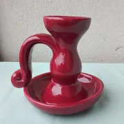 Burgundy ceramic candlestick