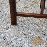 Set of three brutalist tripod armchairs in carved solid oak
