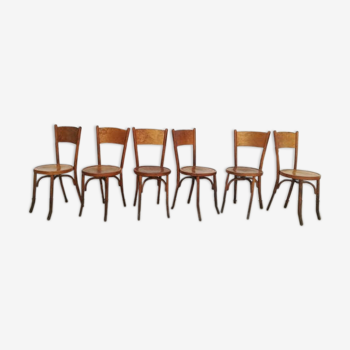 6 chaises bistrot en bois blond doré