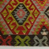 Large Green Handmade Vintage Kilim Rug, 184x309Cm