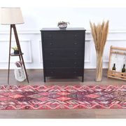 Vintage Turkish Oushak Handmade Wool Cotton Pink Runner Rug 80x317