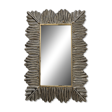 Miroir mural italien moderne du milieu du siècle en laiton et verre de Murano