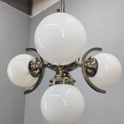 Art Deco Nickel and Glass Chandelier, 1930s