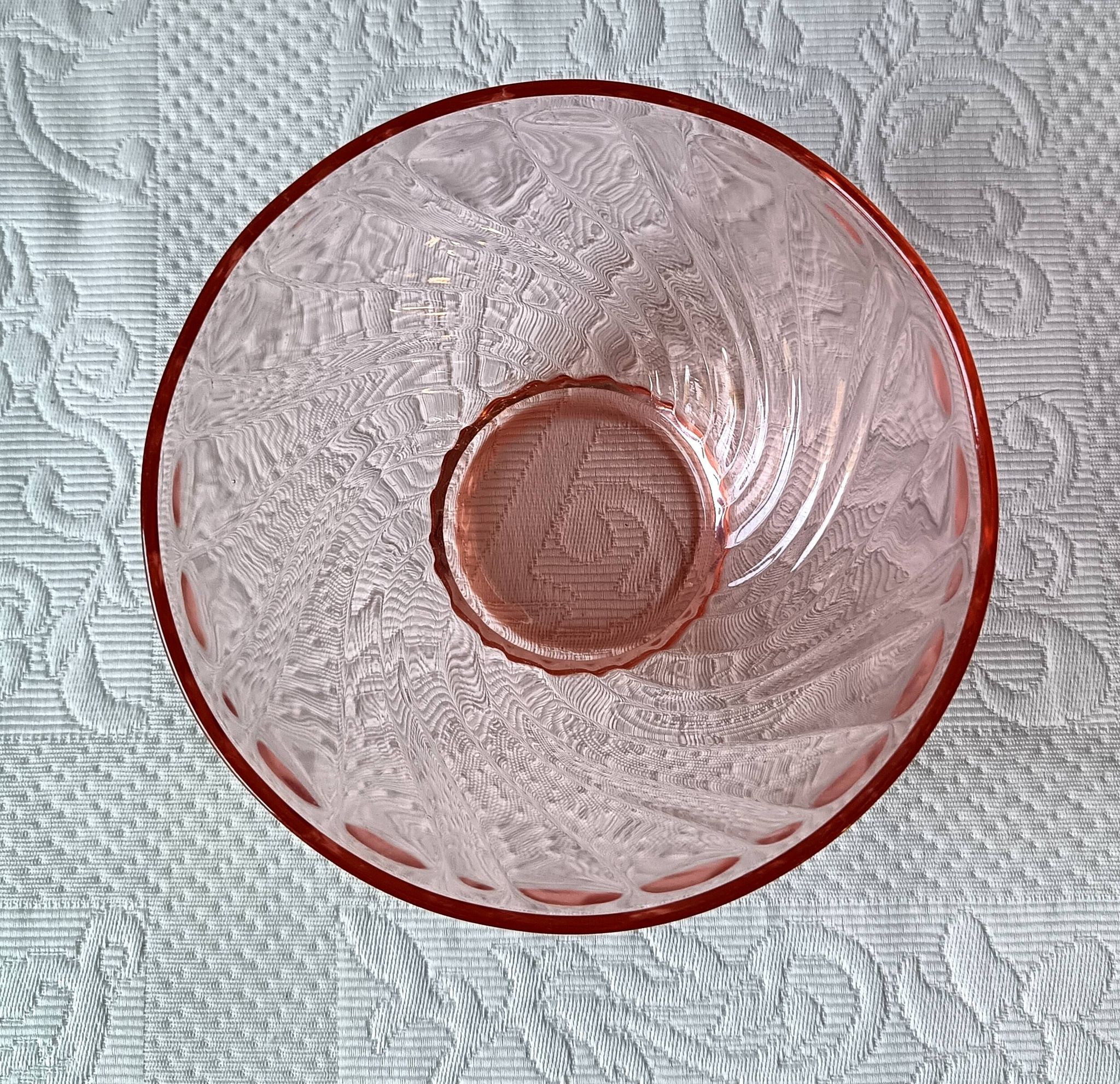 3 vintage pink glass bowls, rosaline arcoroc france
