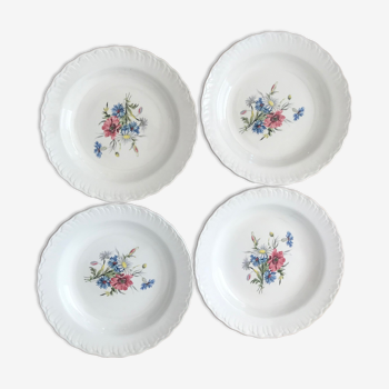 Lot de 4 assiettes creuses fleuries