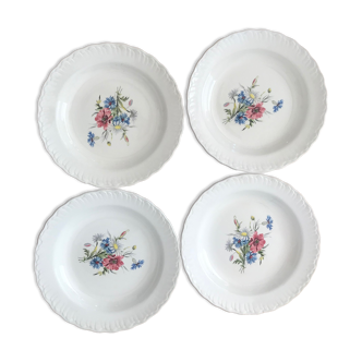 Lot de 4 assiettes creuses fleuries