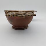 2 stoneware bowls with vine and grape decorations signed