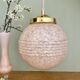 Vintage art deco globe pendant light in pale pink Clichy glass