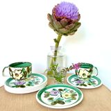 6 Boch Belgium dessert plates and 2 cups