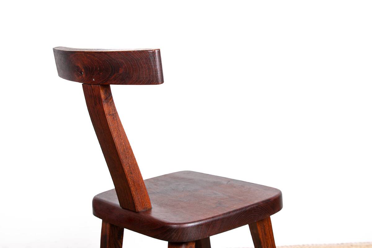 Set of 4 Scandinavian chairs in solid Elm, model T in the style of Olavi Hannin.