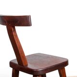Set of 4 Scandinavian chairs in solid Elm, model T in the style of Olavi Hannin.