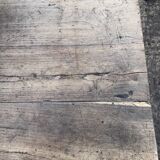 Antique farmhouse table in solid oak with tapered legs and 1 drawer at the end.