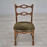 1970s, set of 4 Danish dining chairs, original condition, oak wood, furniture velour.