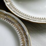 12 Limoges porcelain dessert plates, gold decoration.