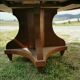 Beautiful art deco round table with central cask, 1930/40 marquetry decoration