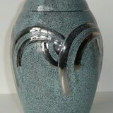 Art Deco platinum enamelled ceramic ovoid vase