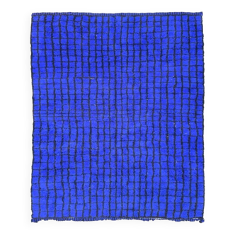 Tapis bleu en laine marocain fait main traditionnelle 250cmx150cm
