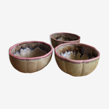 Trio Vallauris bowls in glazed stoneware