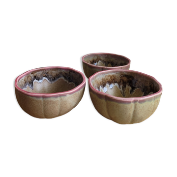 Trio Vallauris bowls in glazed stoneware
