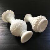 Pair of white glass vases