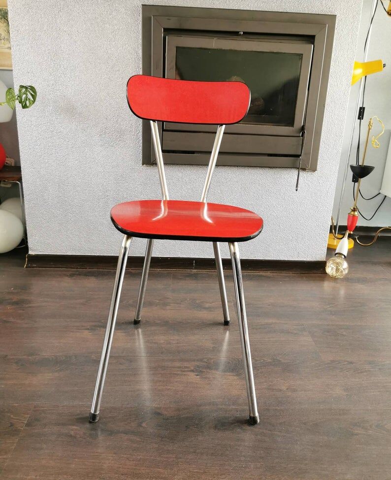 Chaise vintage rouge Formica 1970