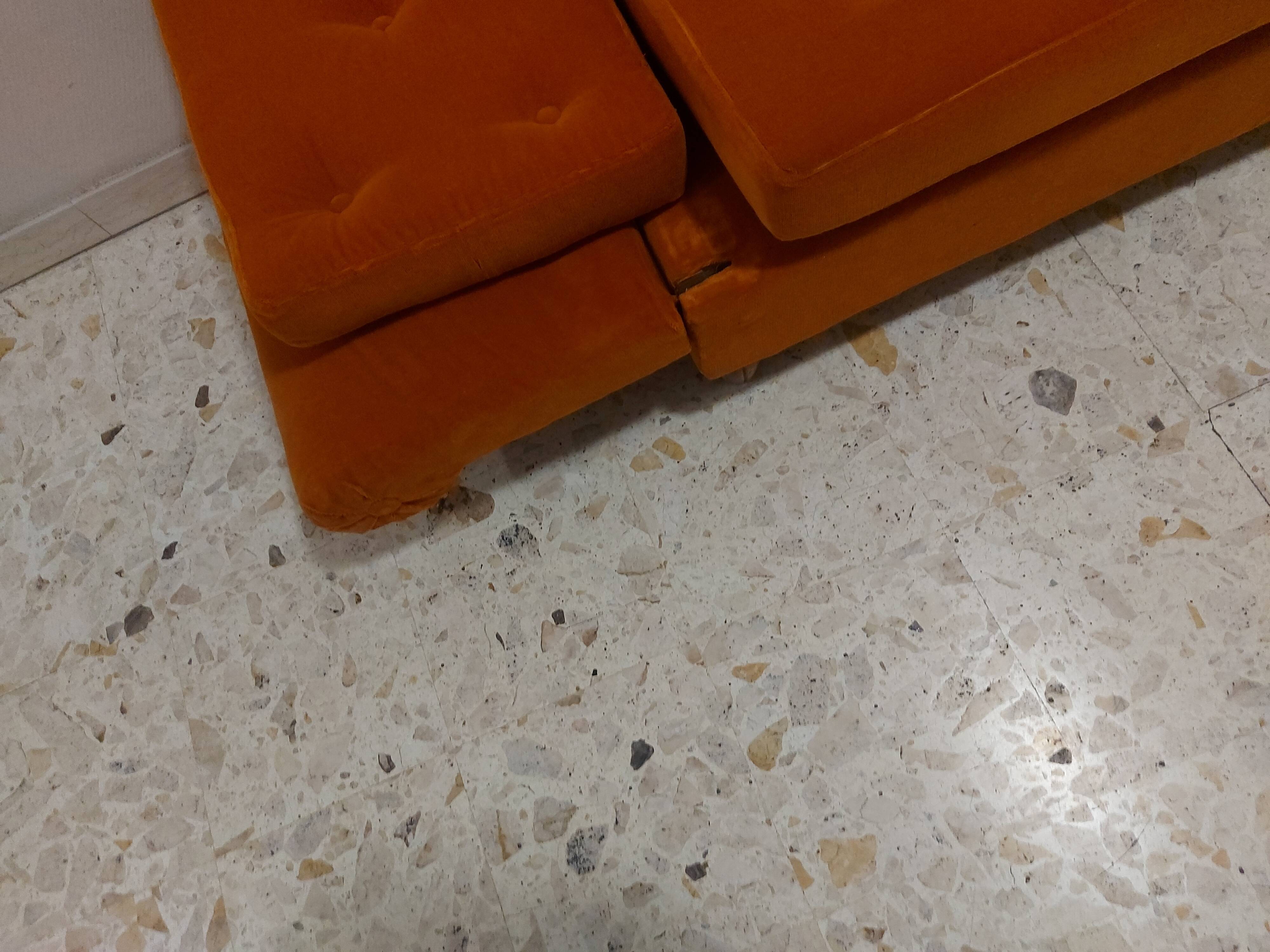 Sofa, daybed art deco, orange velvet