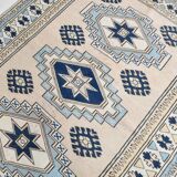 6x7 Navy Blue Cream Oriental Persian Rug, 178x225Cm