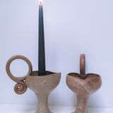 Pair of vintage “heart” sandstone candlesticks