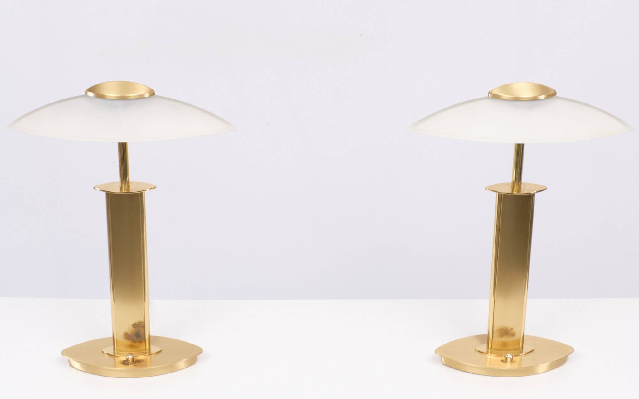 set Holtkotter Brass table lamps 1980s Germany