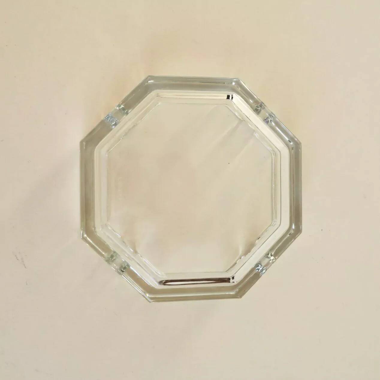 Octagonal glass ashtray