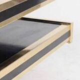 Coffee table in brass and lacquered glass, table circa 1979