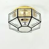 Plafonnier en verre et laiton du milieu du siècle, Limbourg, Allemagne, années 1960