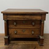 19th century Empire style walnut chest of drawers. It opens with 3 drawers in
