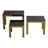 Set of 3 brass regency nesting tables, Belgium 1980s