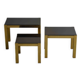 3 tables gigognes Régence en laiton, Belgique années 80