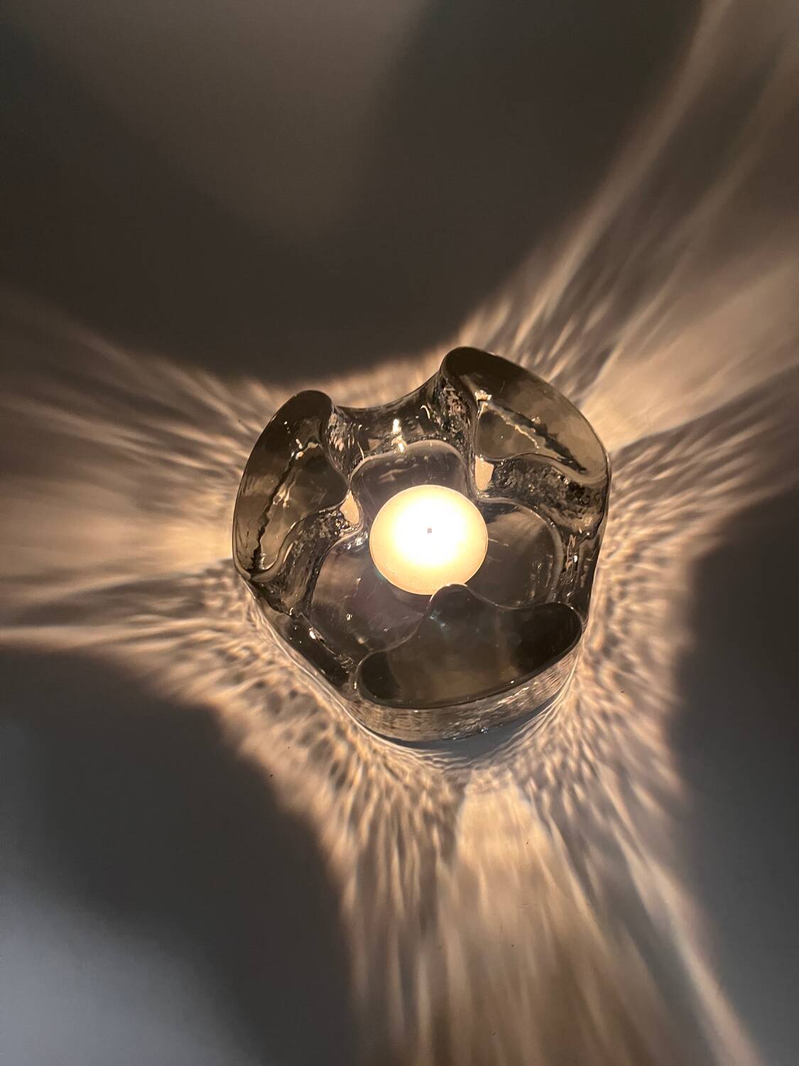 Solid glass candle holder