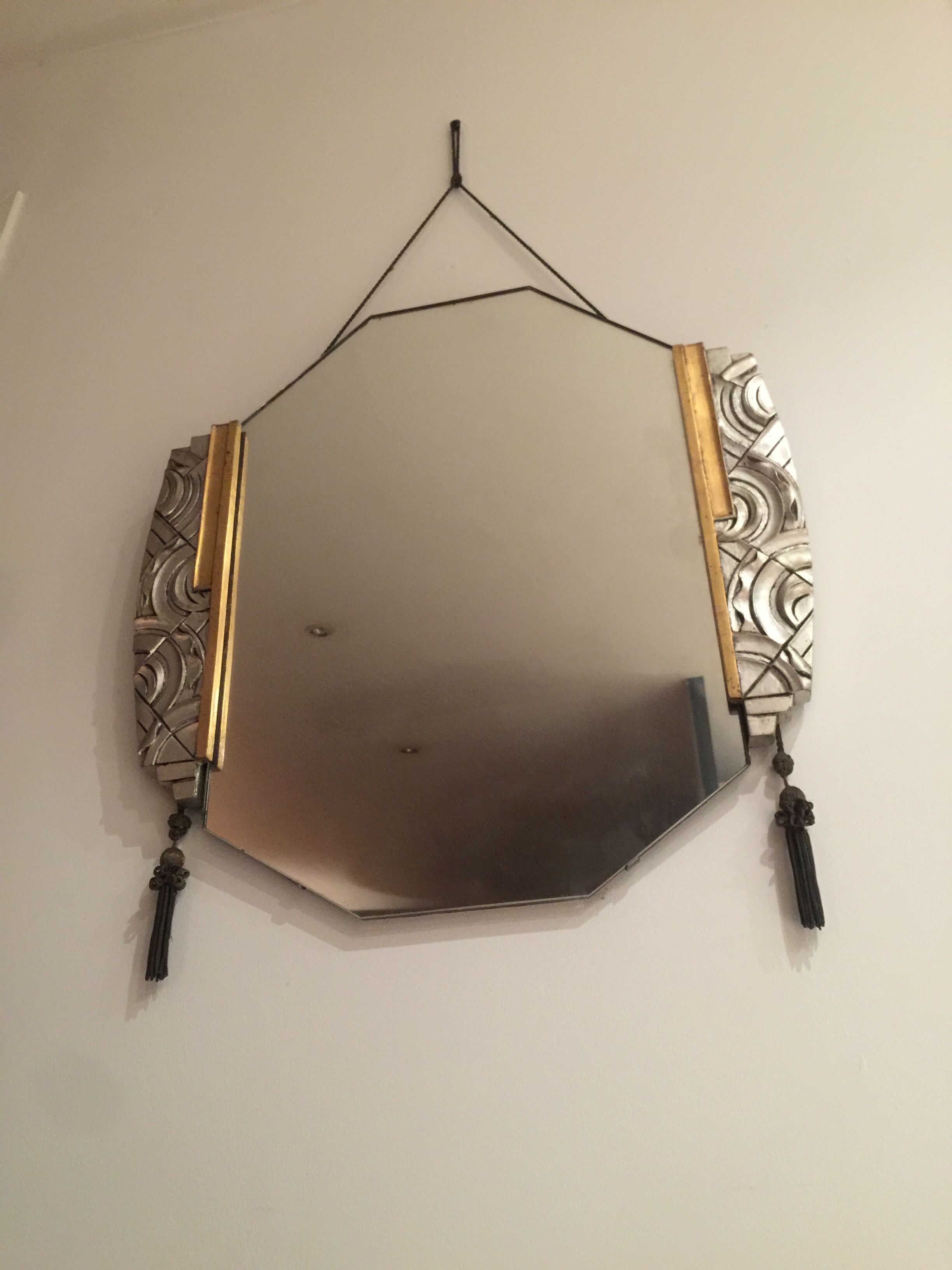 Silver art deco mirror 57x60cm